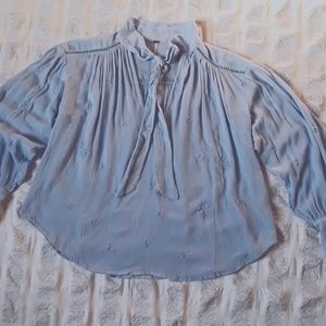 Free People wishful moments light blue blouse-top